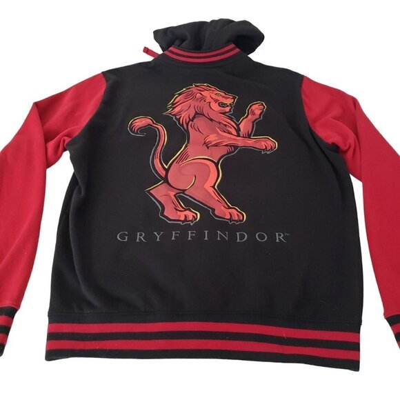 Harry Potter Gryffindor Varsity Hoodie Snap Front Sweatshirt Mens Sz Medium - Picture 1 of 11